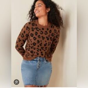 Cozy Po-Chee Brown Cheetah Print Crew Neck Sweater for Women Size US L-Old Navy